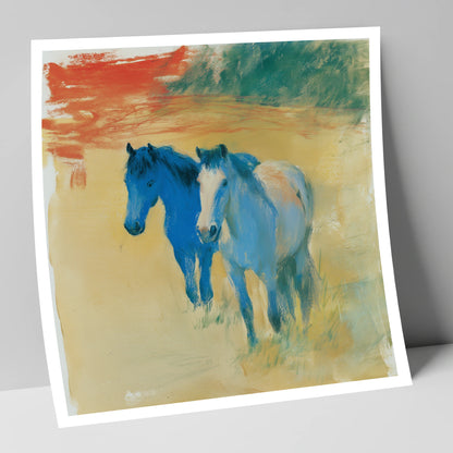 Cobalt Companions horse landscape art print