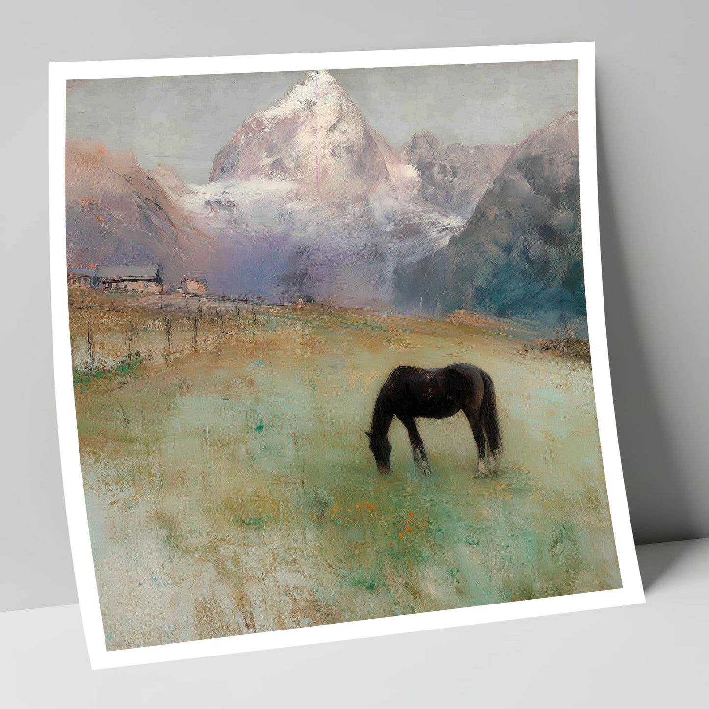 Alpine Pasture Solitude horse landscape art print