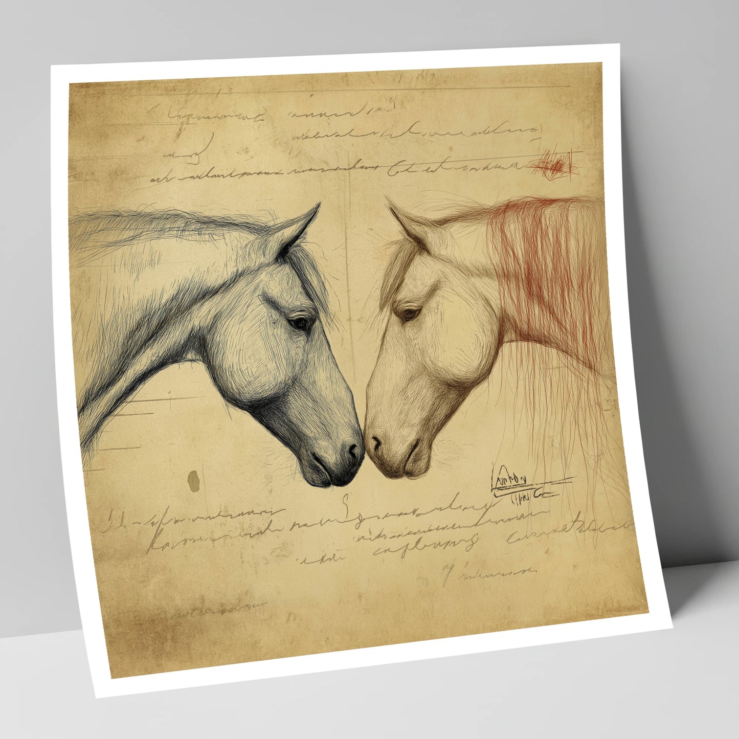 Vintage Equine Encounter horse portrait art print