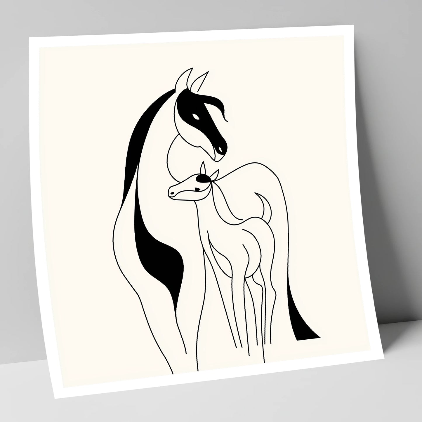 Tender Equine Silhouette mare & foal art print