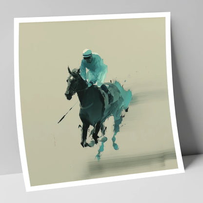 Teal Velocity racing horse art print