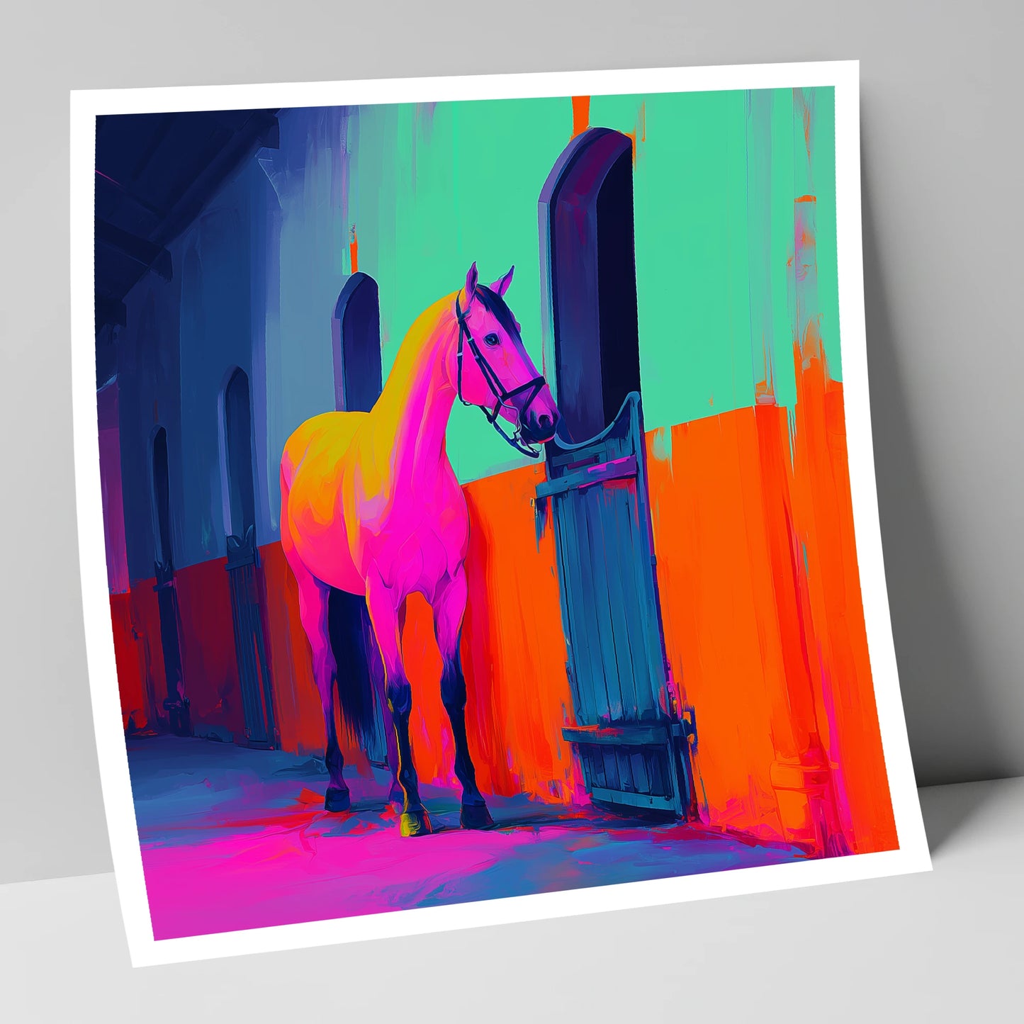 Neon Stable Companion horse stable art print
