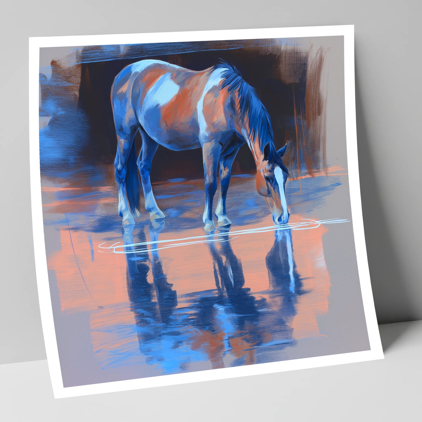 Tranquil Reflection horse portrait art print