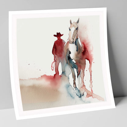 Crimson Trail Companion western horse art print