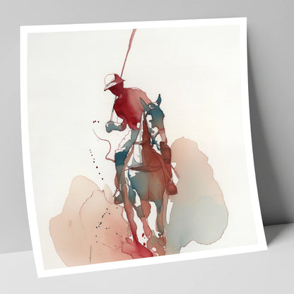 The Crimson Strike polo horse art print