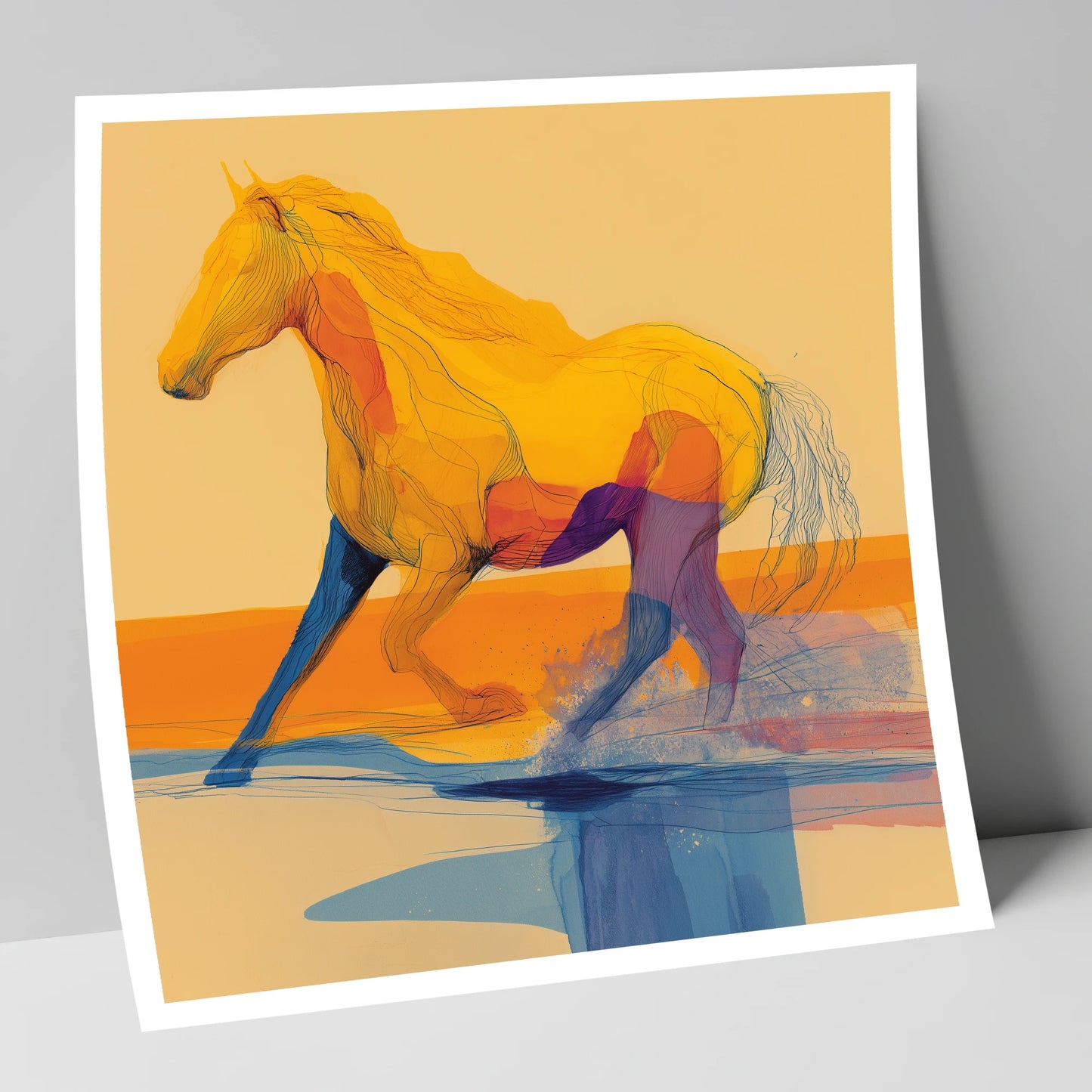 Vibrant Coastal Canter beach horse art print