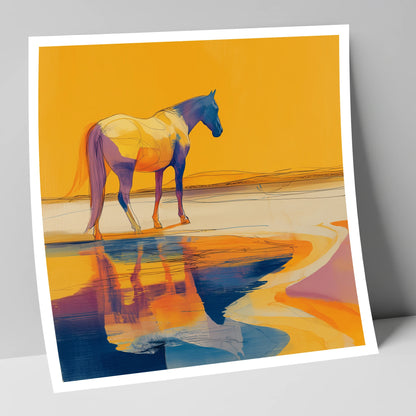 Golden Equine Mirage horse landscape art print