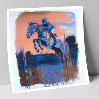 Cobalt Clearance show jumping horse art print