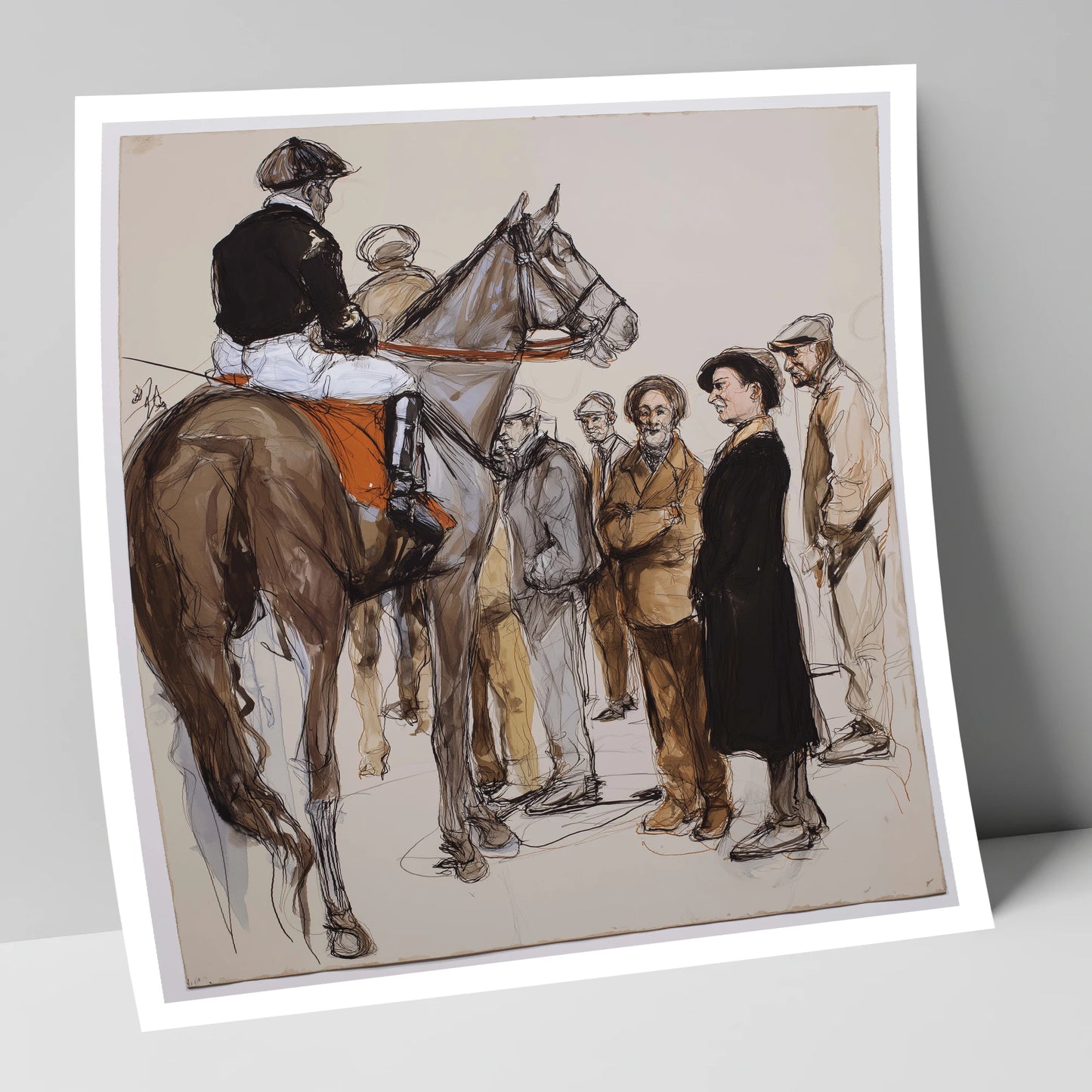 The Paddock Assembly racing horse art print