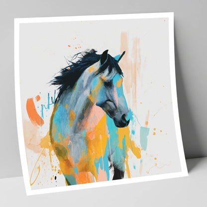 Teal and Amber Splendour horse portrait art print
