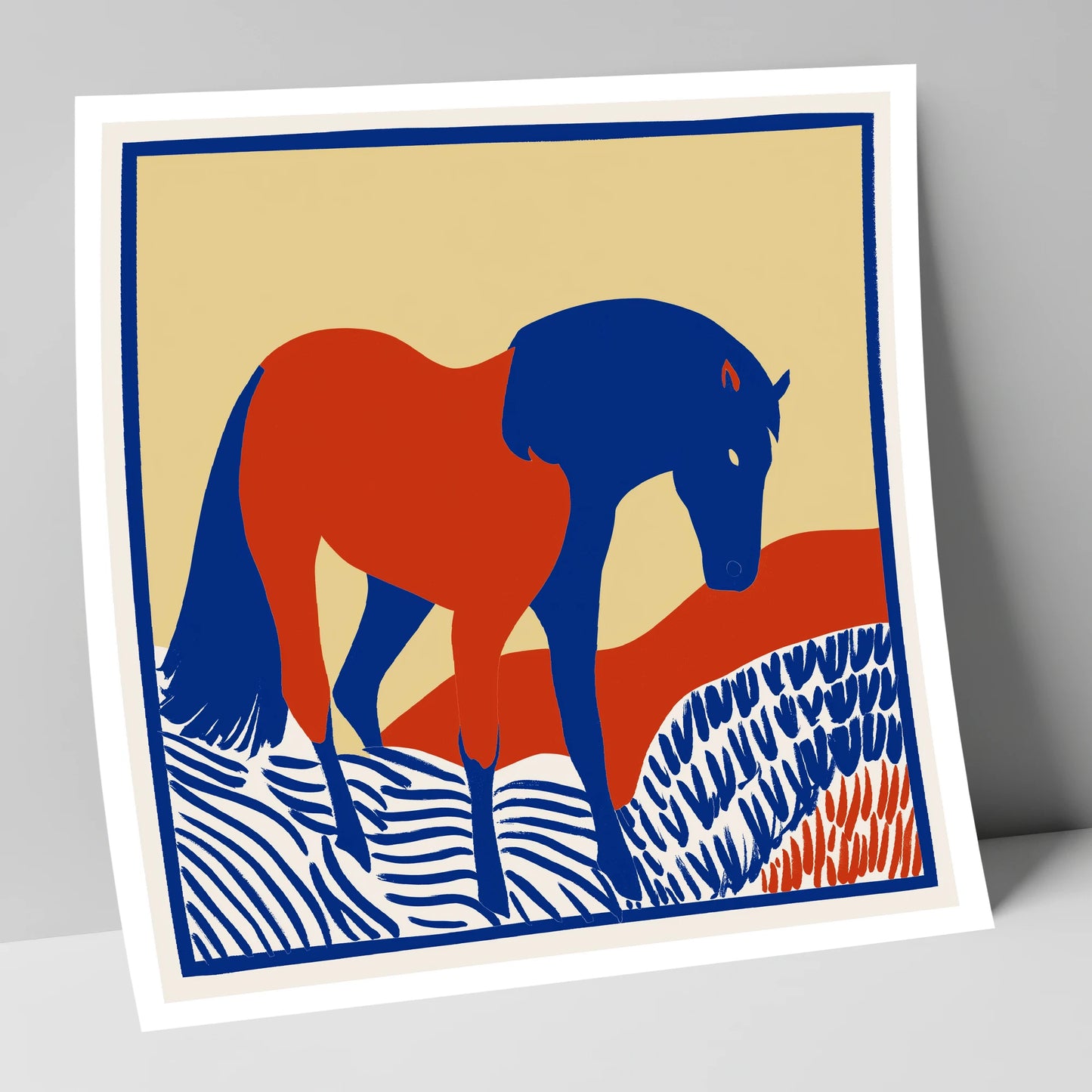 Cobalt And Rust horse portrait art print