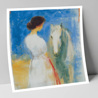 Whispers in Blue horse & rider art print