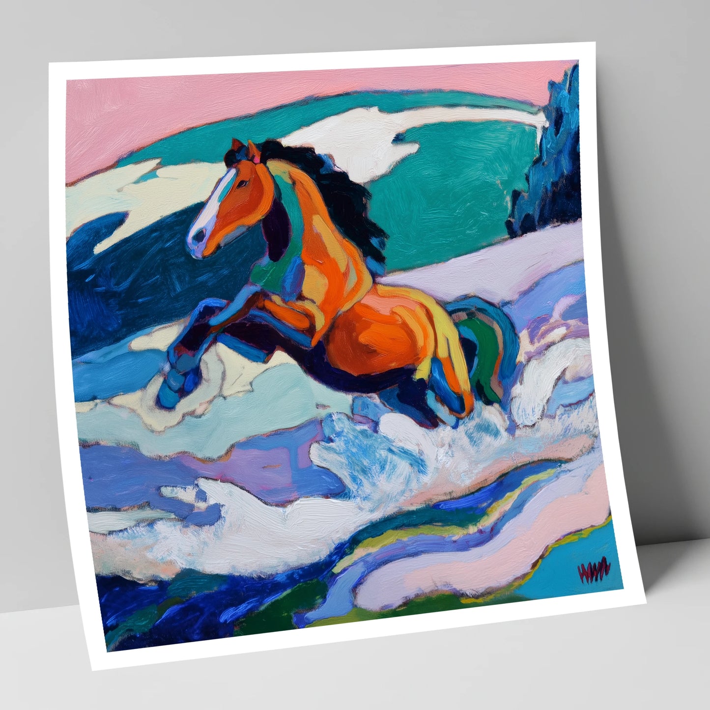 Vivid Coastal Leap beach horse art print