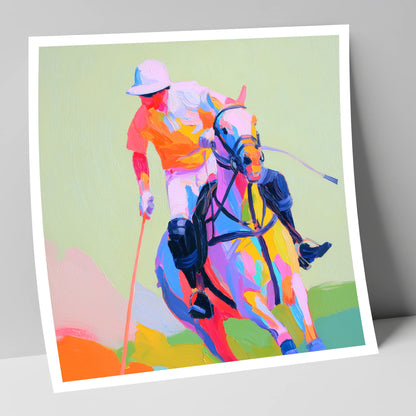 Technicolour Drive polo horse art print