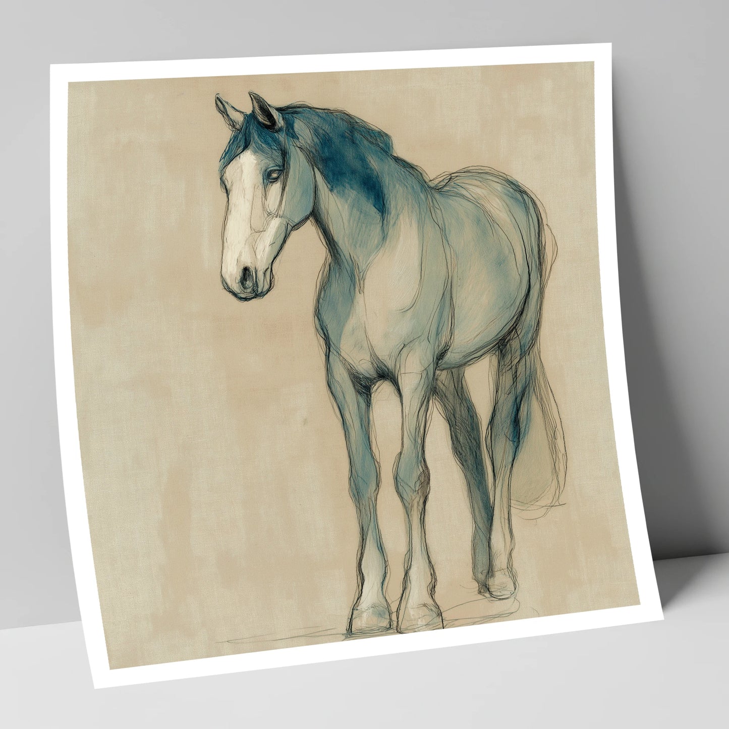 Azure Equine Sketch horse portrait art print