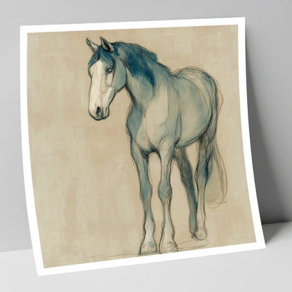 Azure Equine Sketch horse portrait art print
