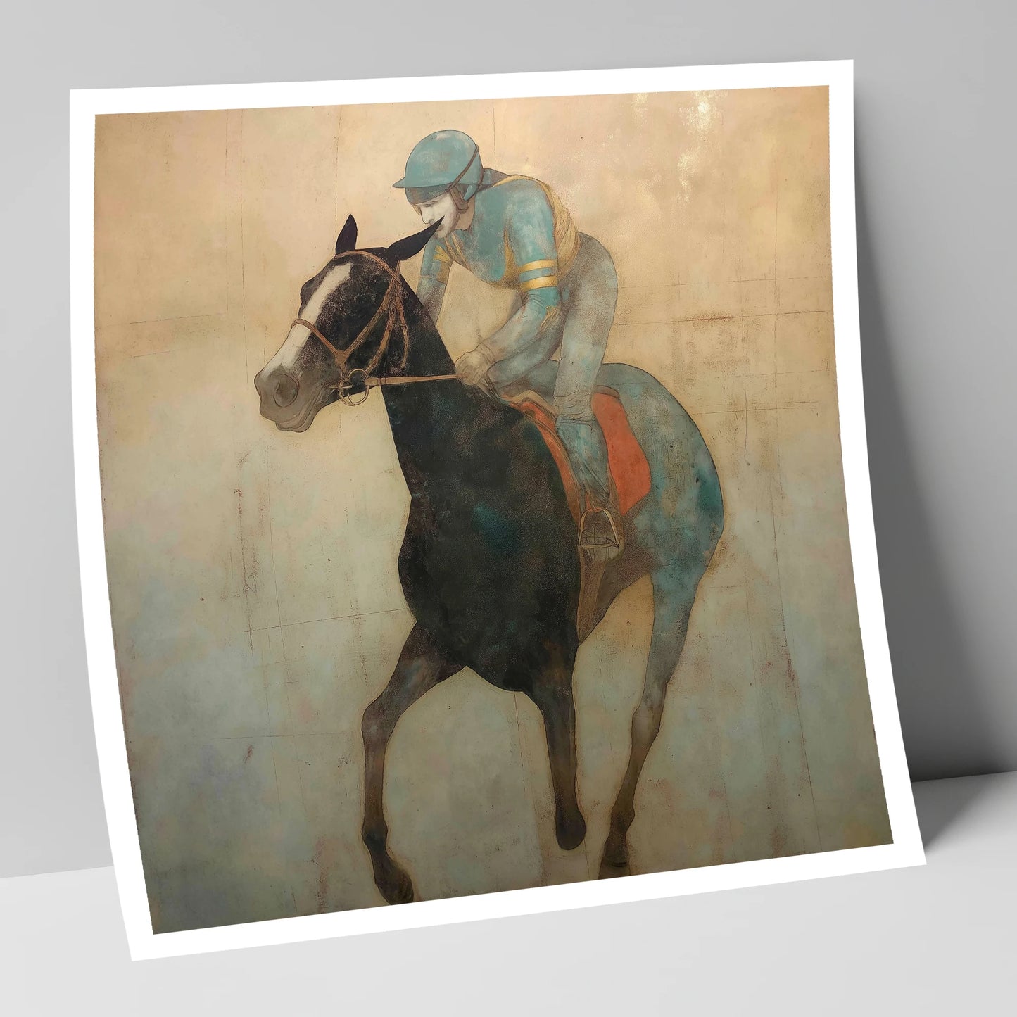 Teal Silk Canter racing horse art print