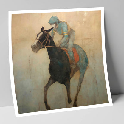 Teal Silk Canter racing horse art print