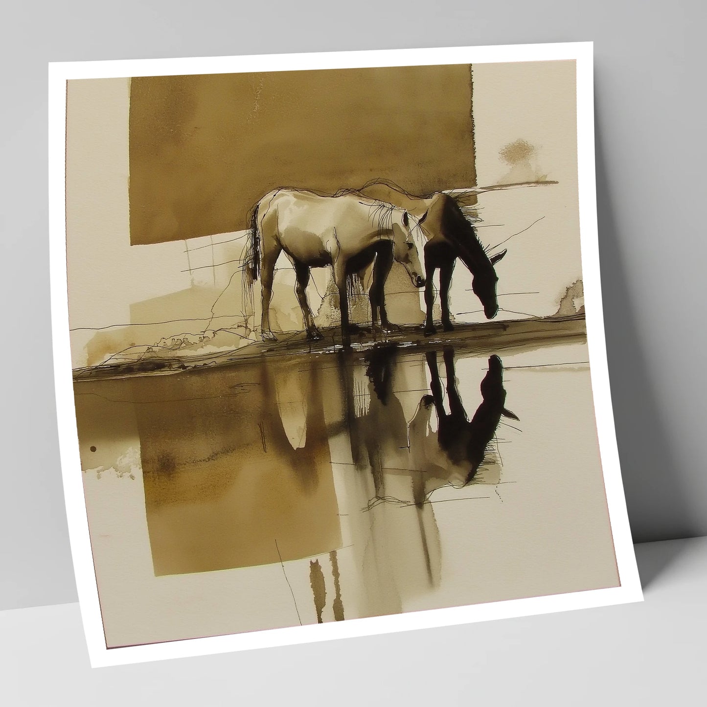 Sepia Reflections wild horses art print