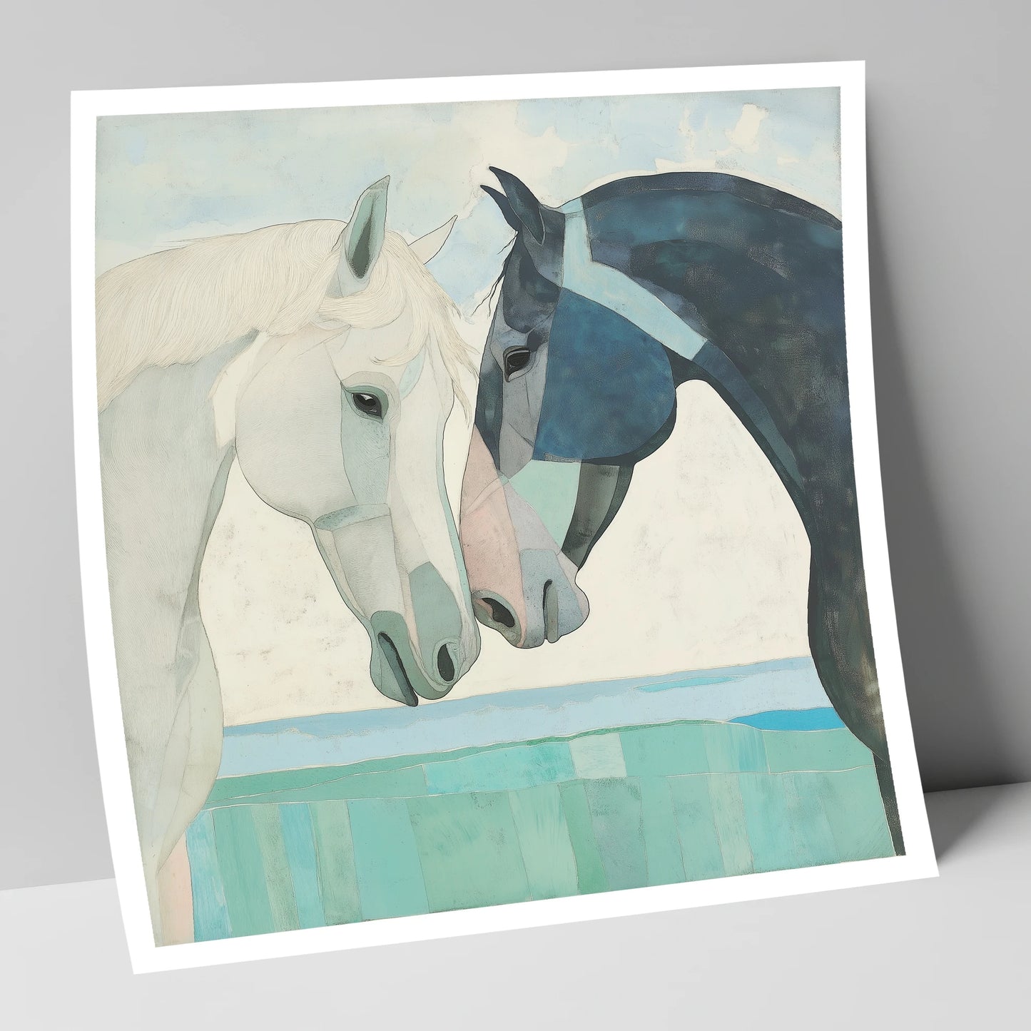 The Gentle Greeting horse portrait art print