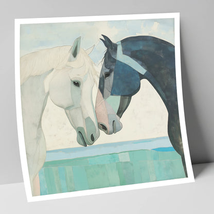 The Gentle Greeting horse portrait art print