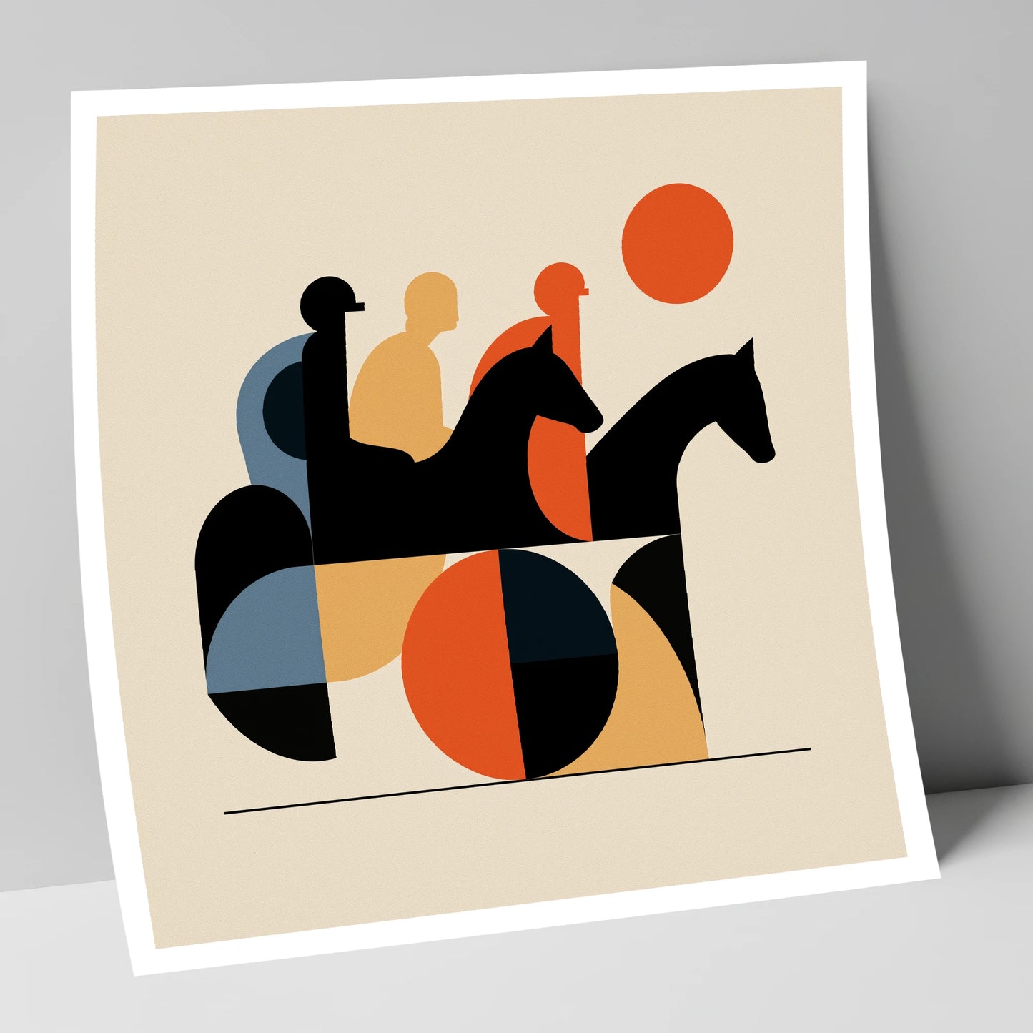 Retro Turf Pursuit racing horse art print