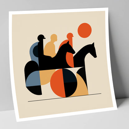 Retro Turf Pursuit racing horse art print