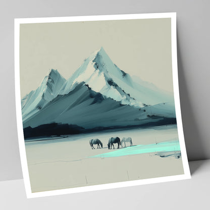 Alpine Valley Grazing horse landscape art print