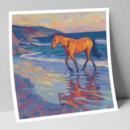 Vibrant Coastal Stride horse landscape art print