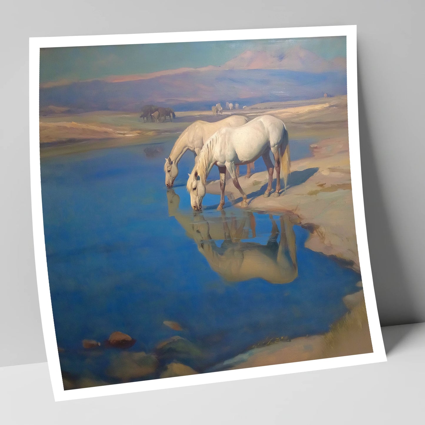 Reflections in Azure wild horses art print