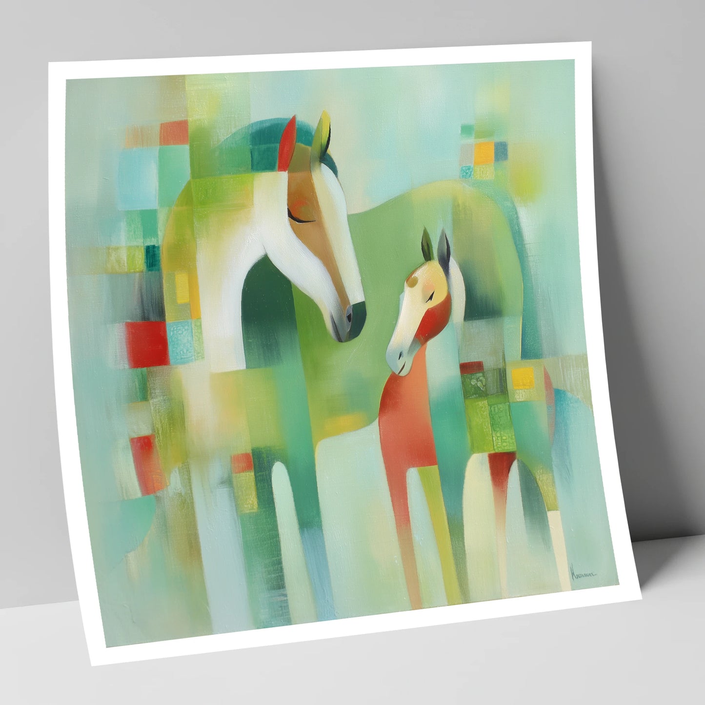 Contemporary Equine Harmony mare & foal art print