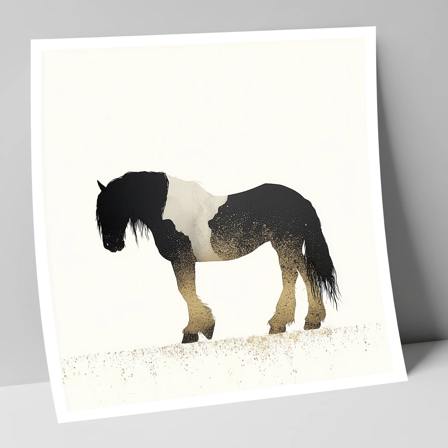 Gilded Piebald Profile horse breed art print