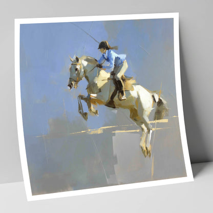 Soaring in Slate show jumping horse art print
