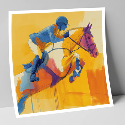 Airborne in Cobalt show jumping horse art print