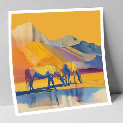 Golden Mountain Pasture horse landscape art print