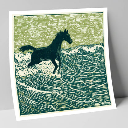 Wild Coastal Canter beach horse art print