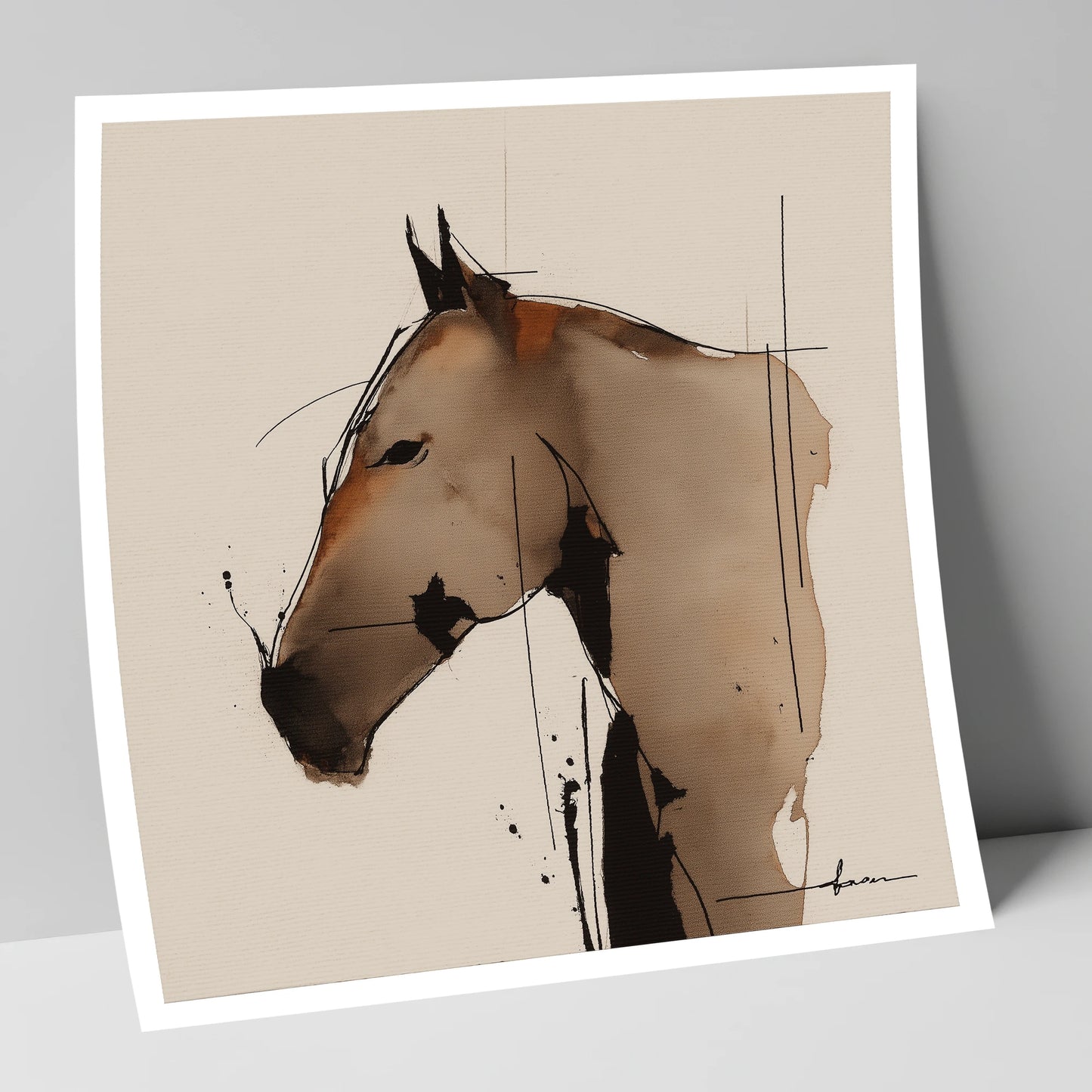 Abstract Sepia Profile horse portrait art print
