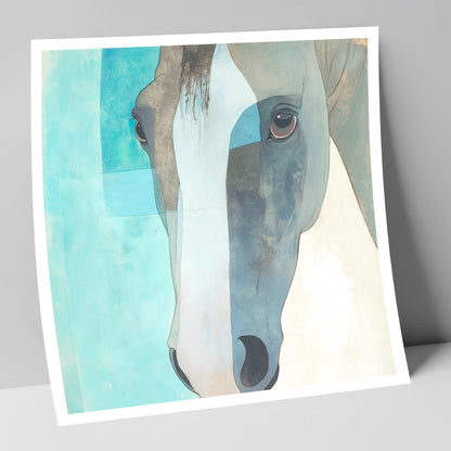 Modern Grey Gaze horse portrait art print
