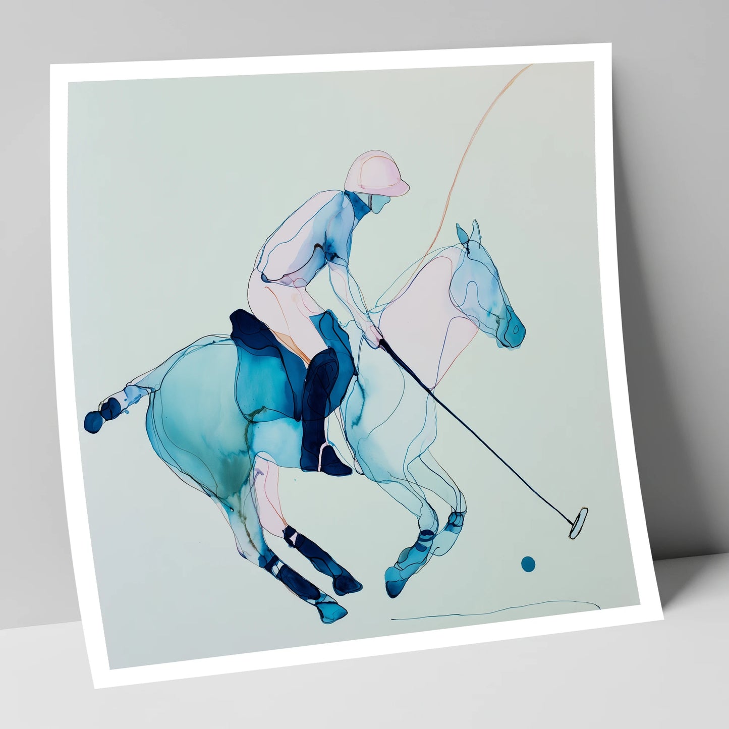 Cerulean Chukka polo horse art print