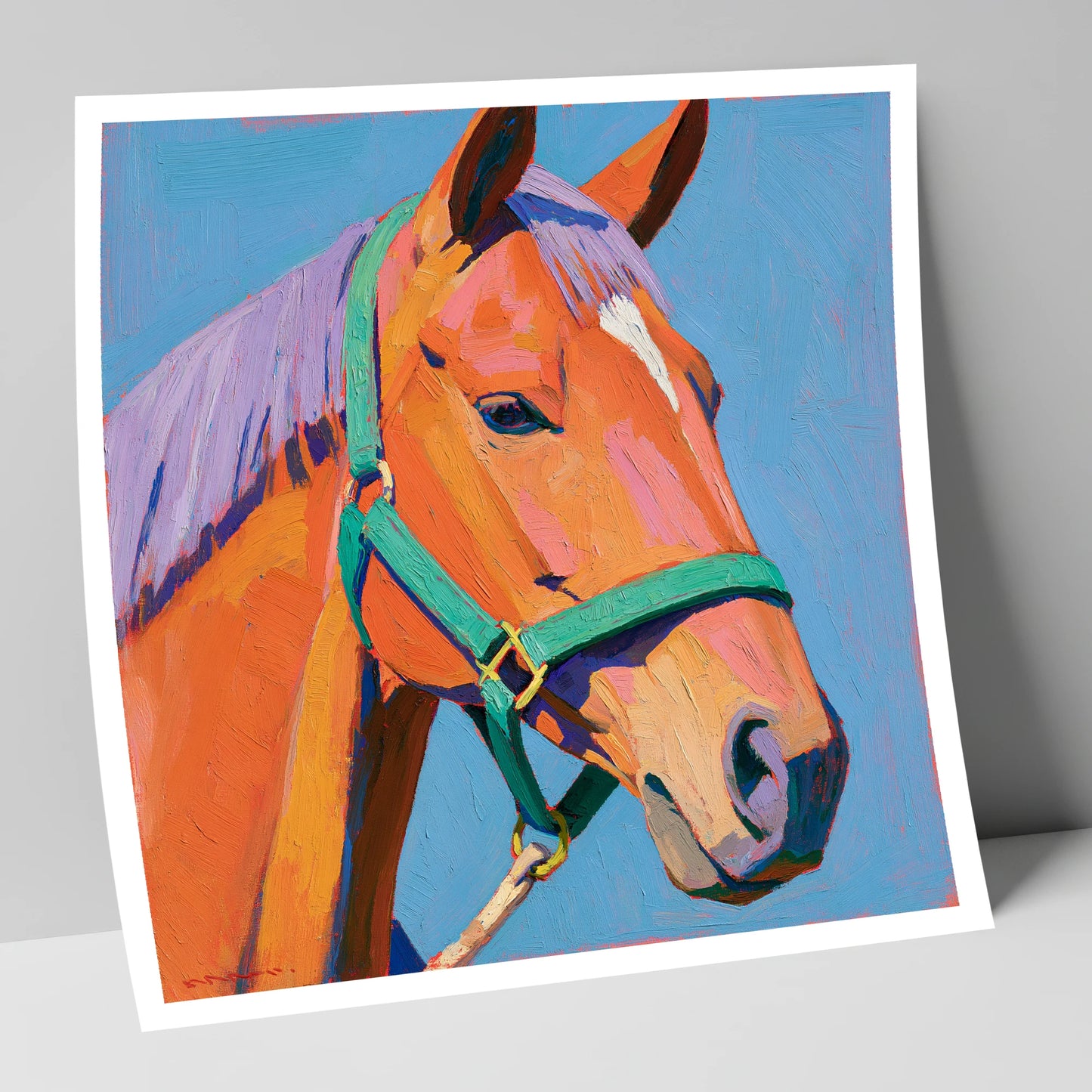 Colourful Chestnut Horse Portrait horse breed art print