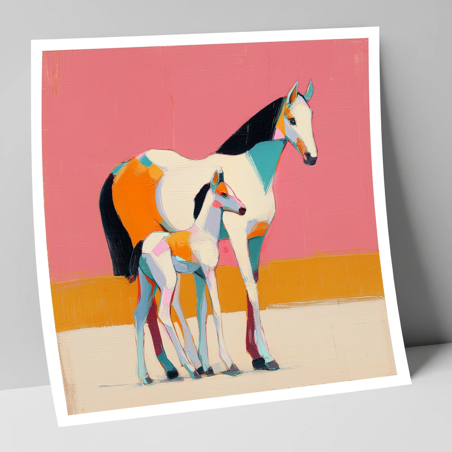 Vivid Painted Bond mare & foal art print