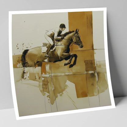 Airborne in Sepia show jumping horse art print