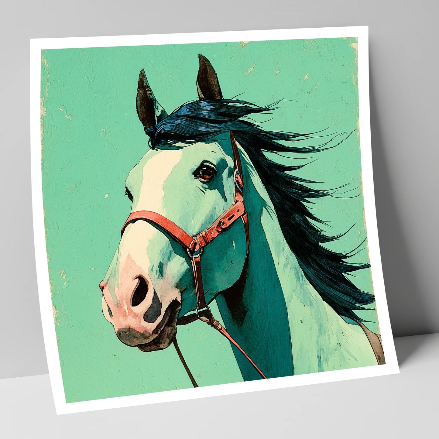 Windswept in Teal horse breed art print