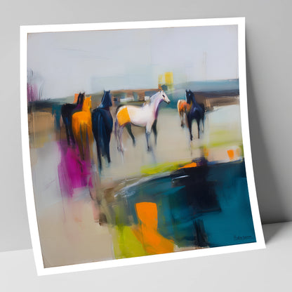 Vivid Horizon Herd horse landscape art print