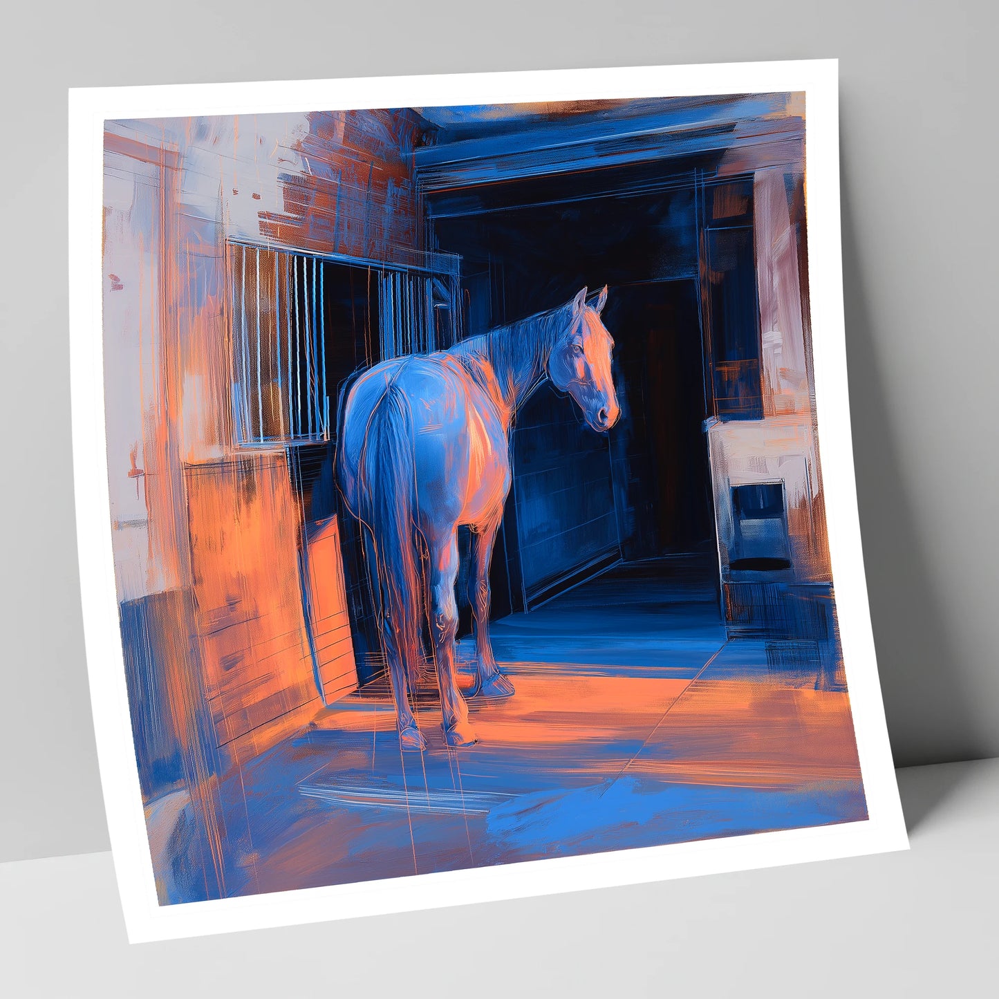 Quiet Light in the Yard horse stable art print