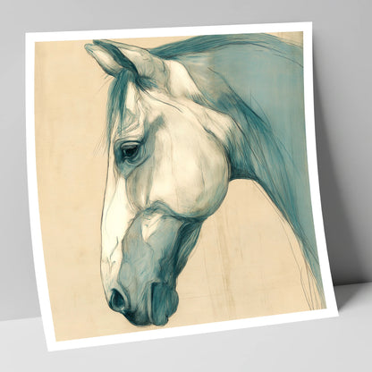 Teal Wash Portrait horse portrait art print