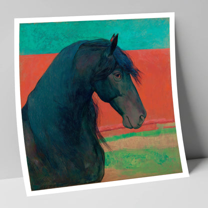 Crimson Horizon Friesian horse breed art print