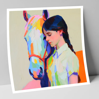 Vibrant Bond horse & rider art print