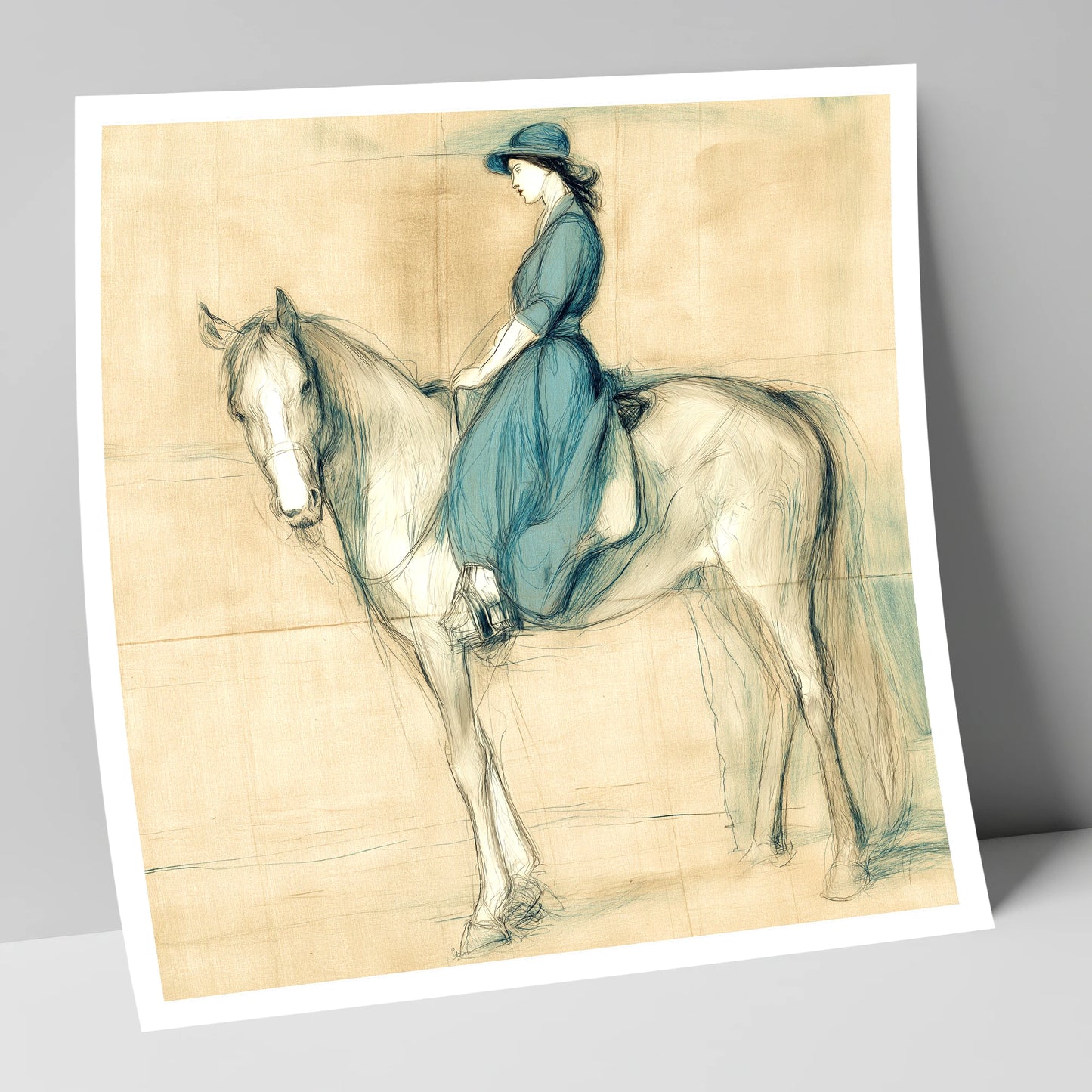The Lady in Teal horse & rider art print