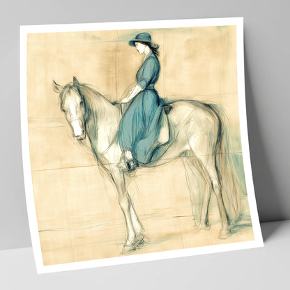 The Lady in Teal horse & rider art print